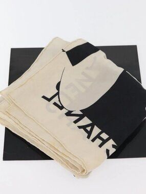 CHANEL Scarf Silk Black CC Auth BA12630